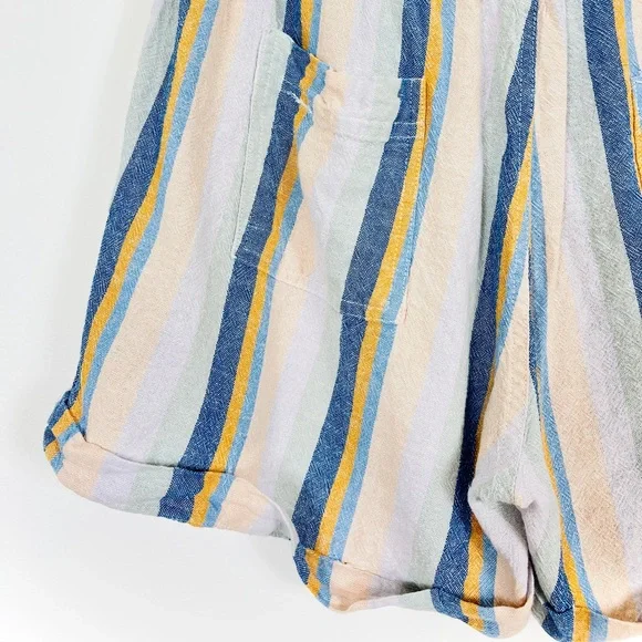 Just Using Multi-Coloured Striped Linen Drawstring Shorts - Picture 4 of 4